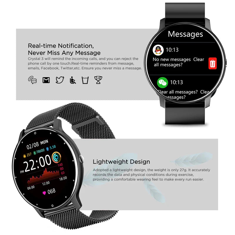 Smartwatch for Women: Full Touch Screen, Fitness Tracker for iOS and Android